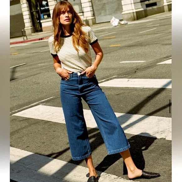 Whimsy + Row Flora Pant in Dark Denim Wide Leg Size 32 - Picture 2 of 6